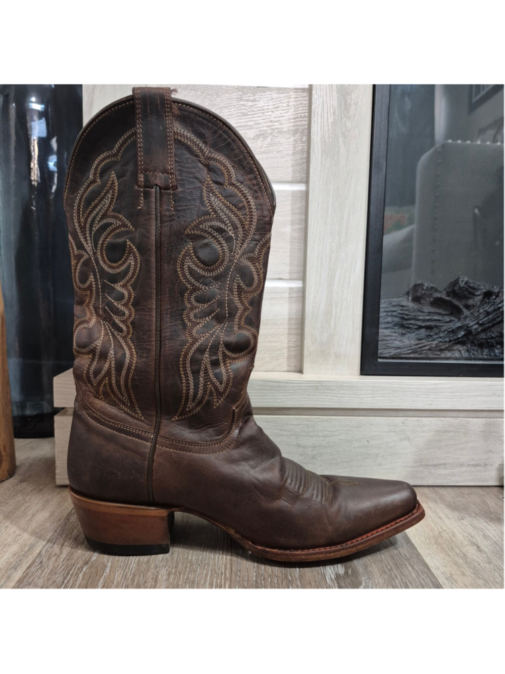 Women's ShyanneBrown Leather Cowgirl Western Boots 8.5 - Picture 3 of 10